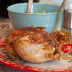 Air Fryer Whole Chicken Cooked with Salad