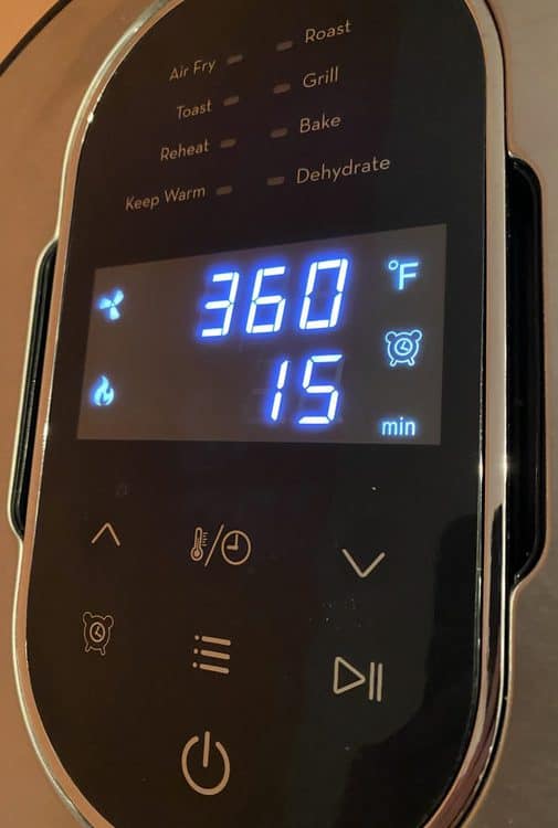 GoWISE USA 4.6 quart air fryer control panel